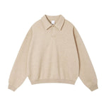 Quiet Luxury Melange Half-Placket Polo Sweatshirt