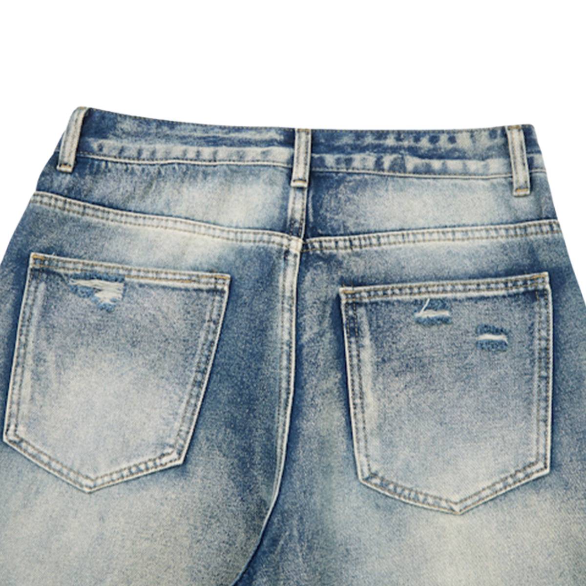 Retro Bleached Ripped Loose Fit Wide Leg Jeans