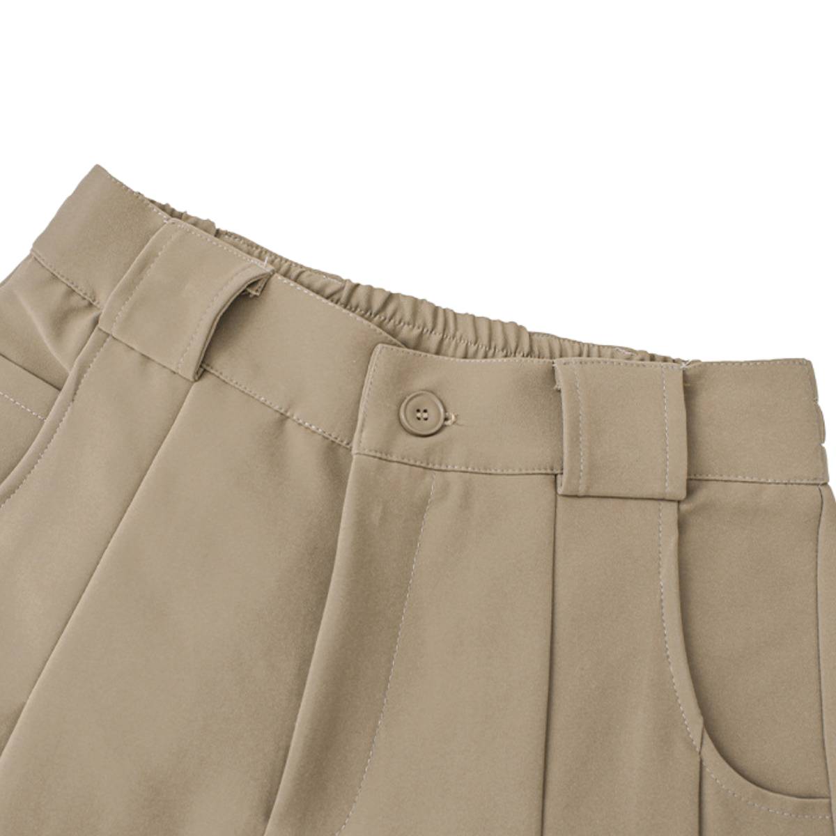 Premium Plain Pleated Seam Drape Wide Fit Stretch Pants