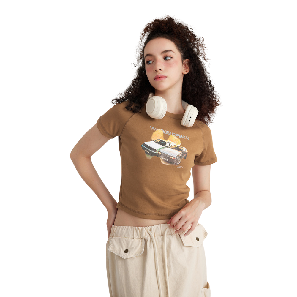 Retro Cars Graphic Crop Top-INNBLAC Fashion Apparel