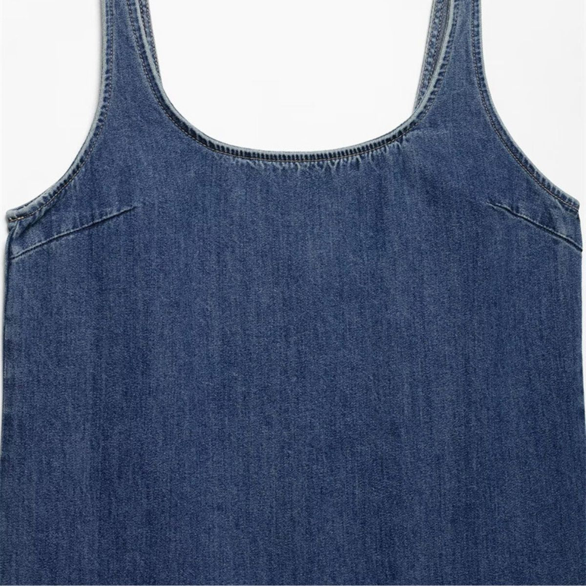 Strappy Pleated Denim Mini Dress