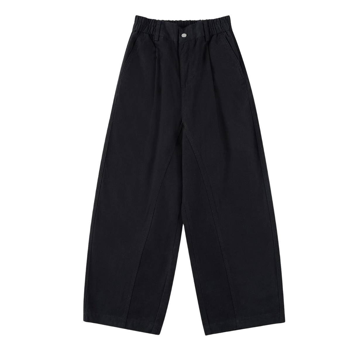 Pantalones de algodón con pierna ancha y color liso