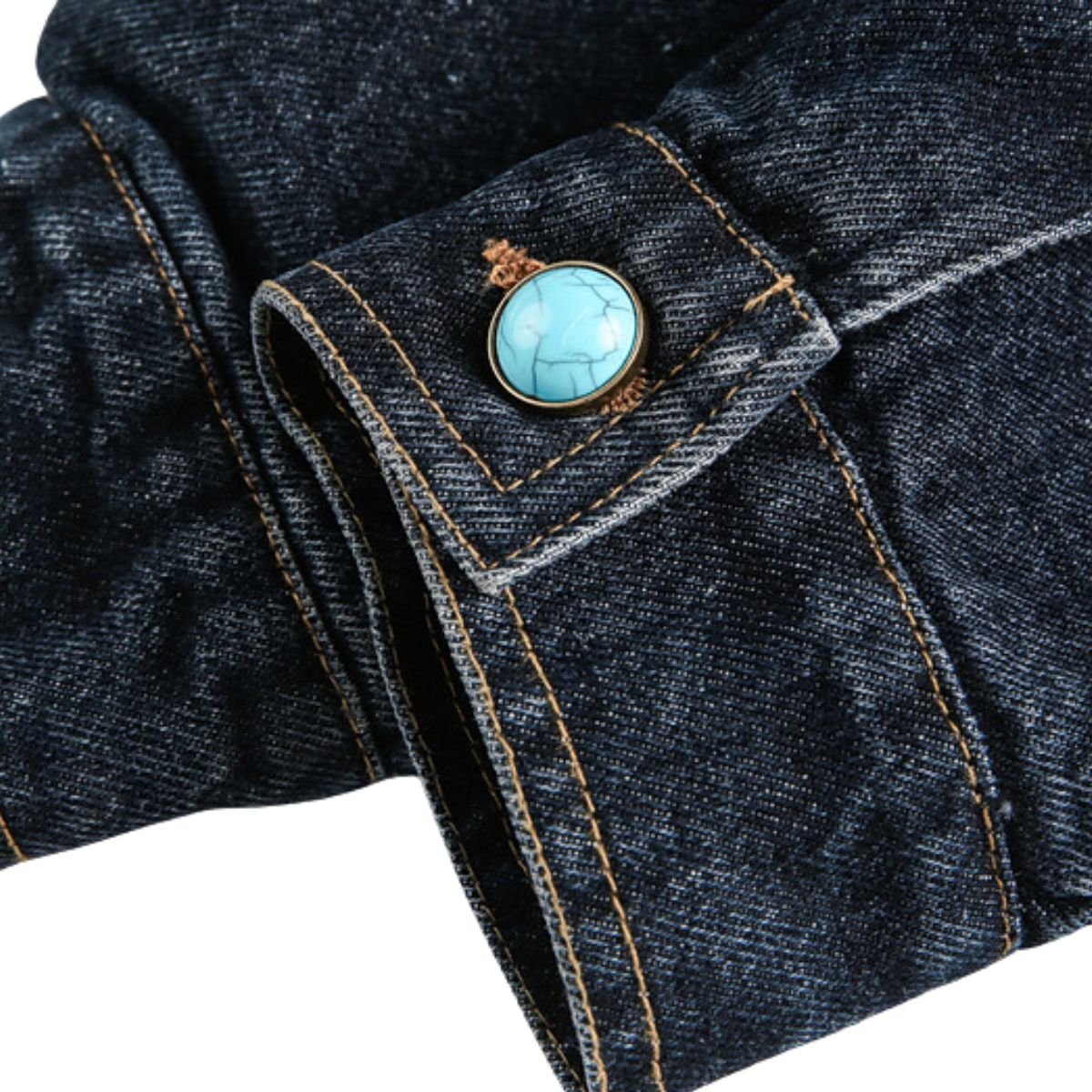 Original Sapphire Turquoise Button Retro Street Loose Washed Distressed Denim Jacket