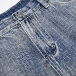 Vintage Washed Textured Denim Bermuda Shorts