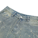 Paint Splatter Rhinestone Denim Bermuda Shorts