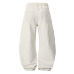 Deconstructed Washed Solid Pleated Panel Multi-Pocket Cargo Pants