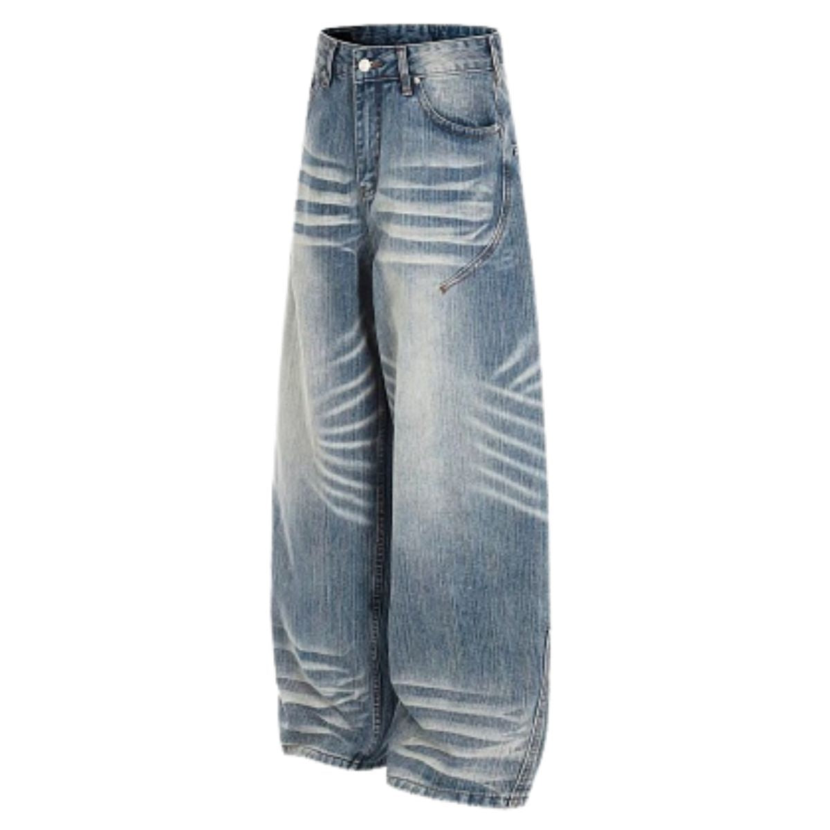 Vintage Slub Wash Curved Leg Denim Jeans