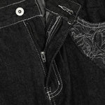 Men's Embroidered Denim Wide Leg Pants Street Vibe Unique Pockets