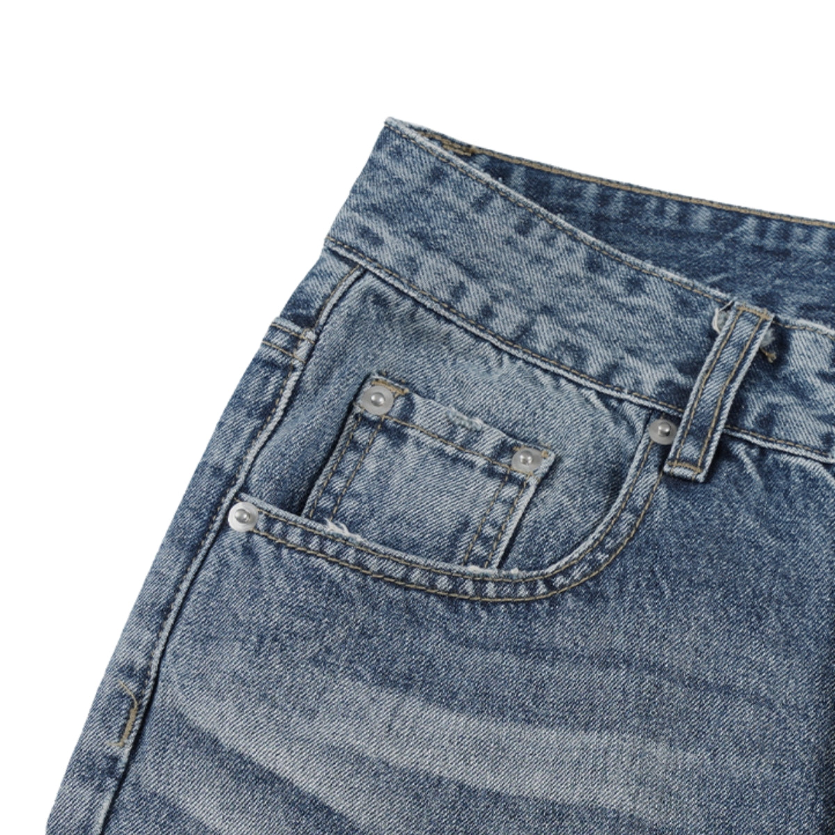 Vintage Washed Crease Effect Wide Leg Baggy Denim Jeans