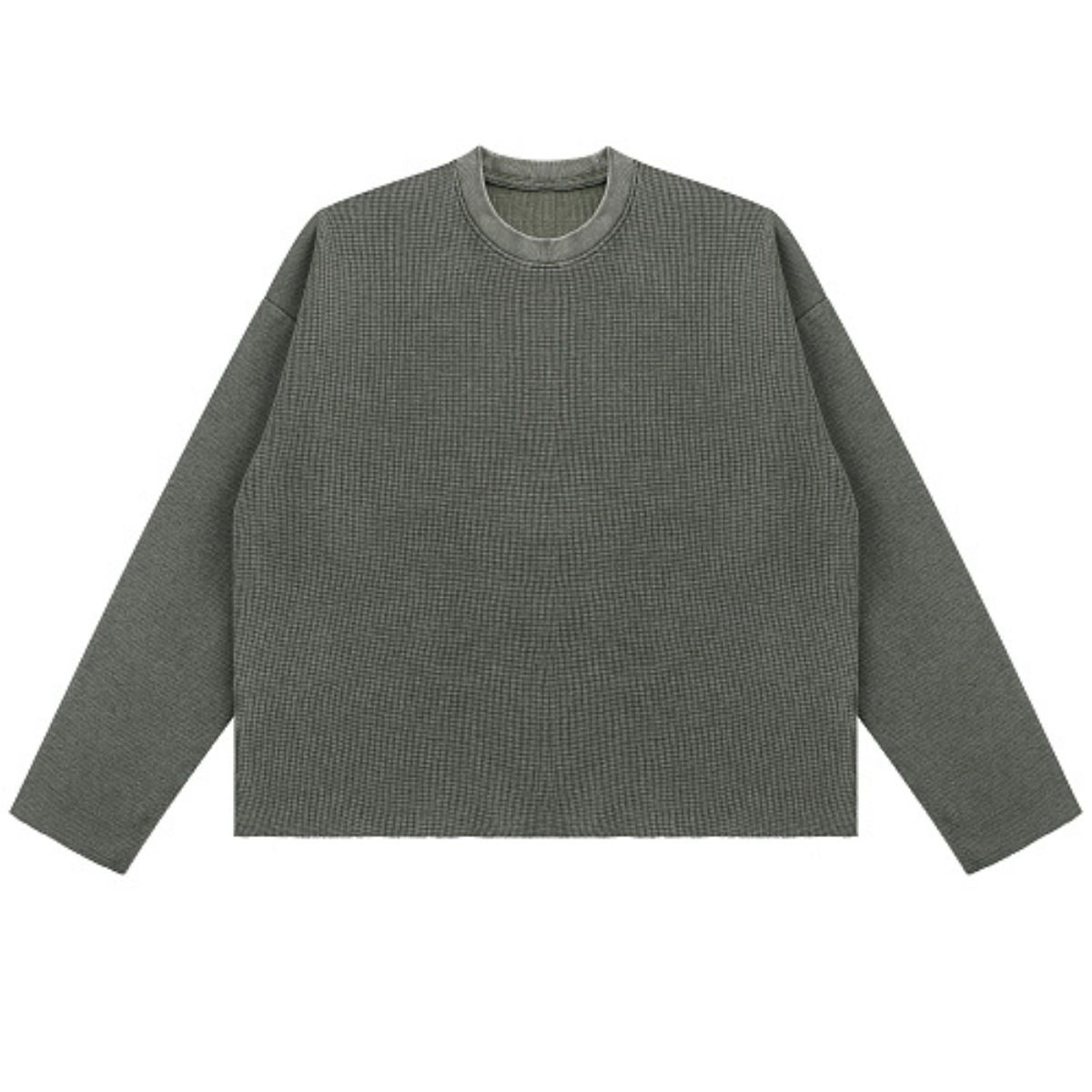 Heavyweight Washed Waffle Cotton Long Sleeve Tee 340G