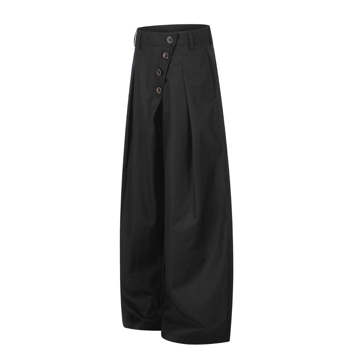 Old Money Pleated Button Detail Wide Leg Trousers