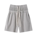 West Coast Waffle Double Waistband Snow Washed Distressed Shorts