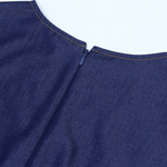 Cap-Sleeve Belted Denim Maxi Dress