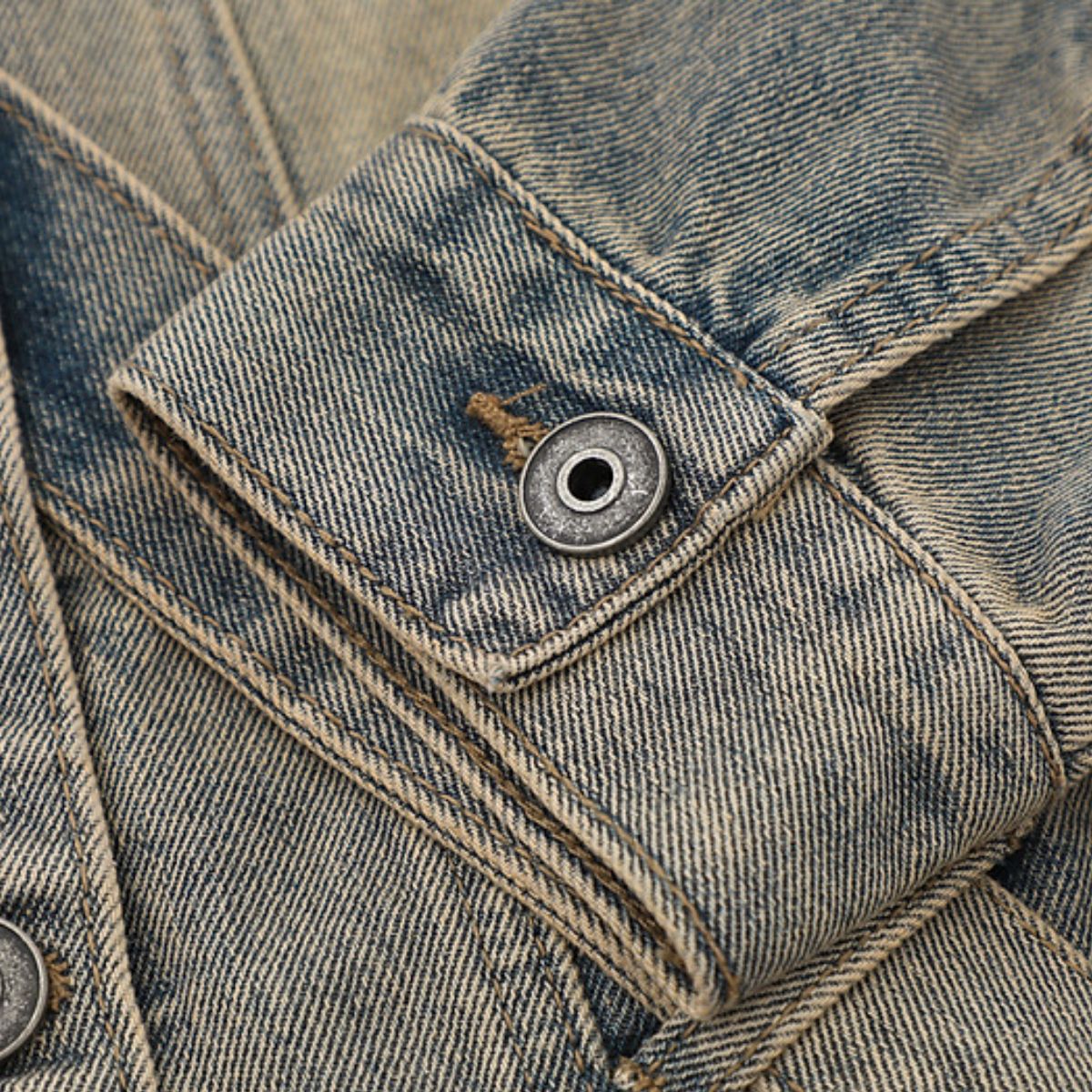 Niche Vintage Loose Tie Front Washed Denim Jacket