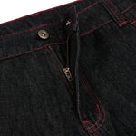 Embroidered Raw Denim Vintage Washed Loose Straight‑Leg Jeans