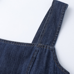 Square-Neck Denim Gathered Waist Maxi Dress