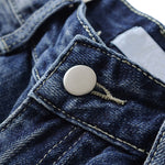 Falda vaquera con bordado de perlas y lavado vintage