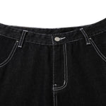 Raw Denim Deconstructed Wide Leg Denim Shorts
