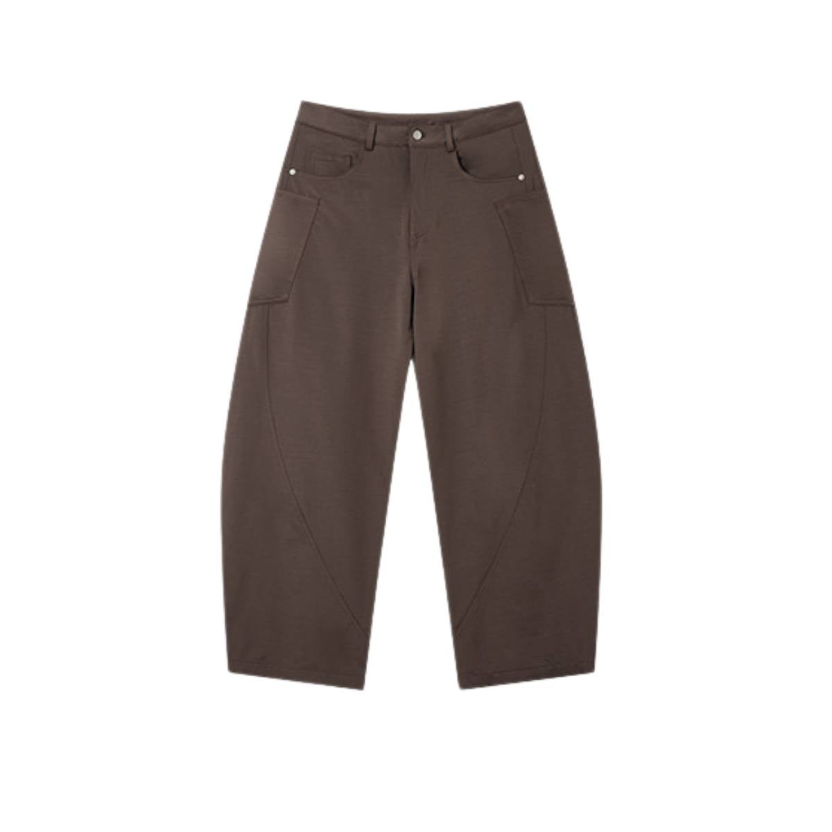 Pantalones de algodón con pierna ancha y color liso