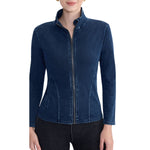 Knit Denim Slim Fit Zip-Up Jacket