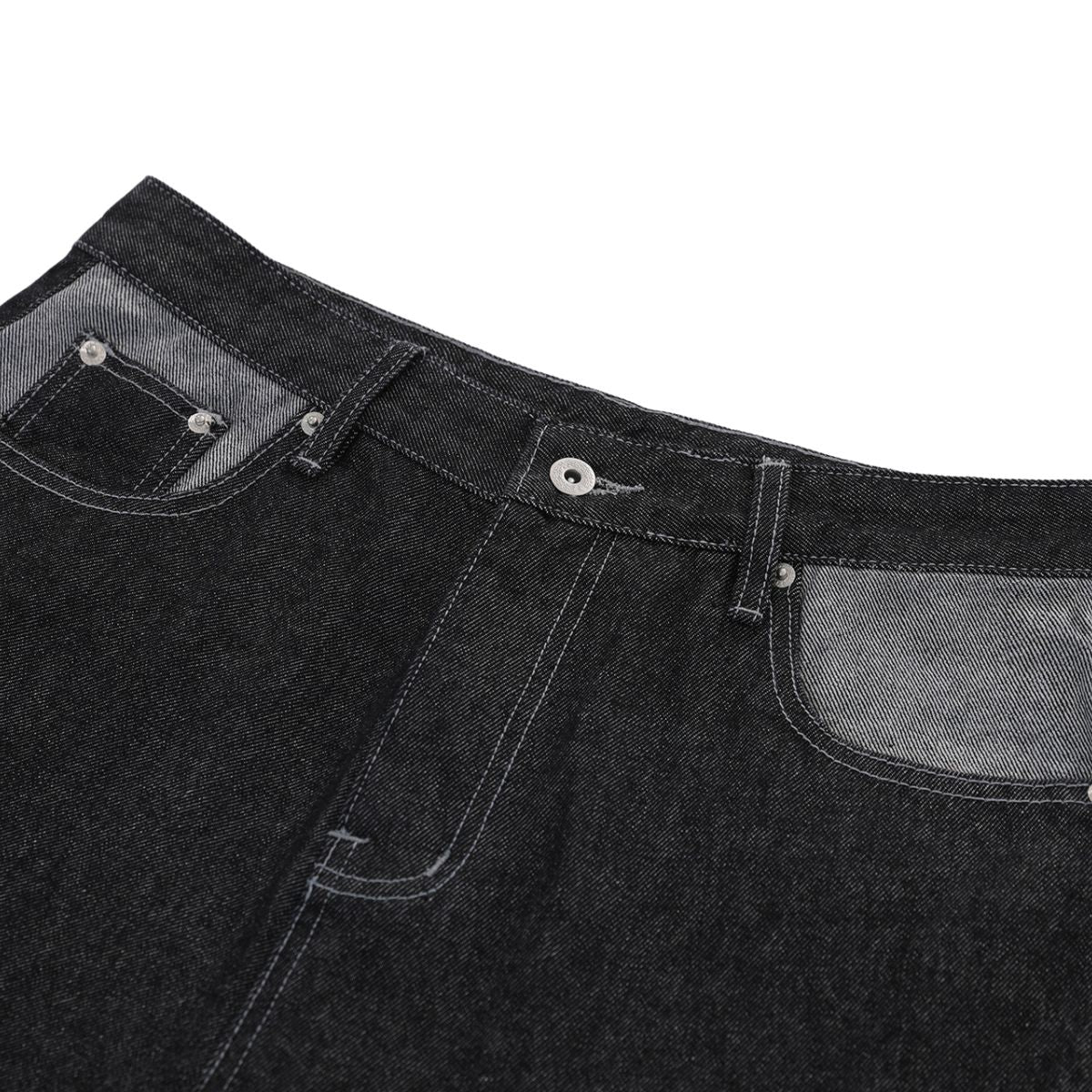 Raw Black Contrast Pocket Denim Bermuda Shorts