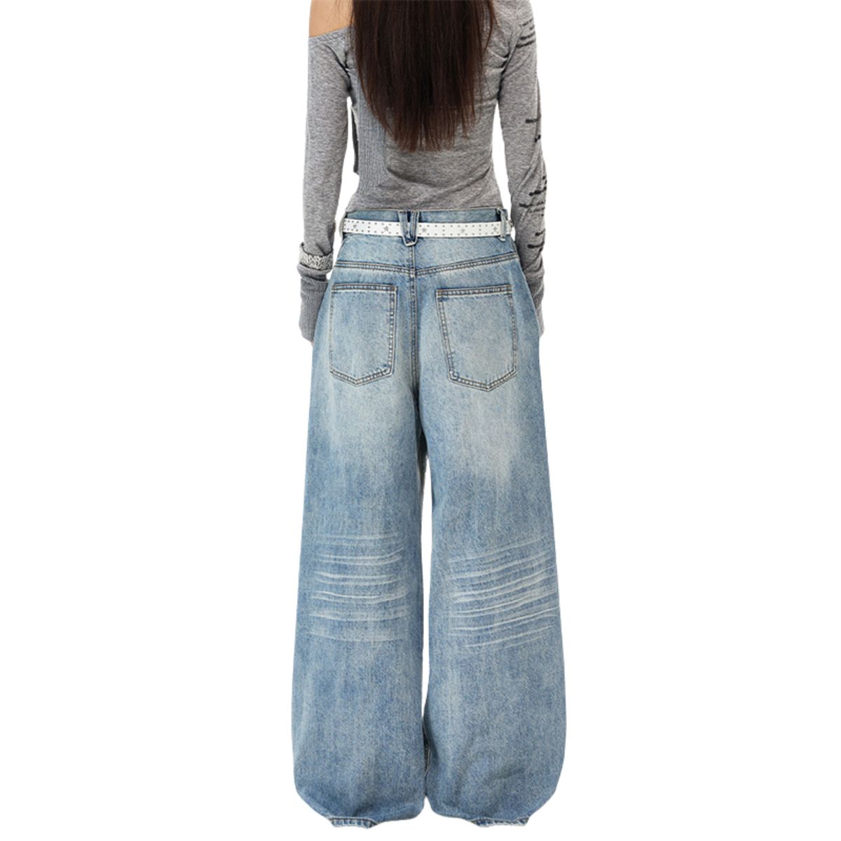 Vintage Faded Wide Leg Jeans