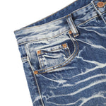 Ripped Lightning Pattern Micro Flare Vintage Denim Jeans