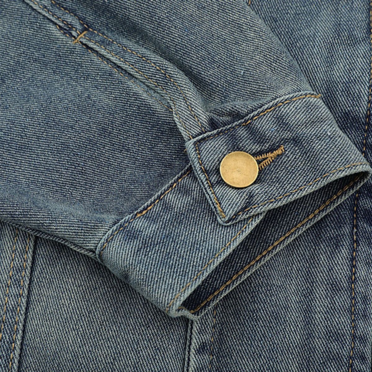 Heavy Craft Motorcycle Style Loose Casual Workwear Washed Denim Jacket