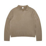 Seagull‑Collar Polo Vintage Washed Half‑Placket Sweatshirt