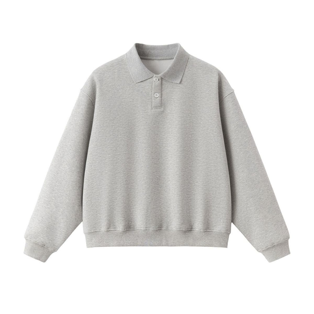 Old Money Cropped Polo Collar Fleece Sweatshirt