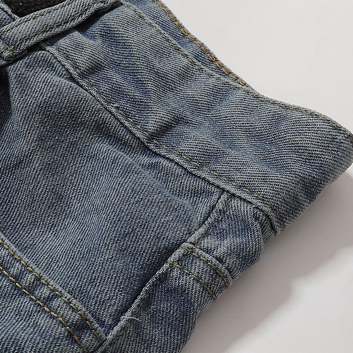 Built In Belt Mid Waist Denim Shorts