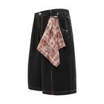 Checkered Bandana Baggy Denim Bermuda Shorts