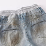 Vintage Wash Double-Waistband Ripped Jeans