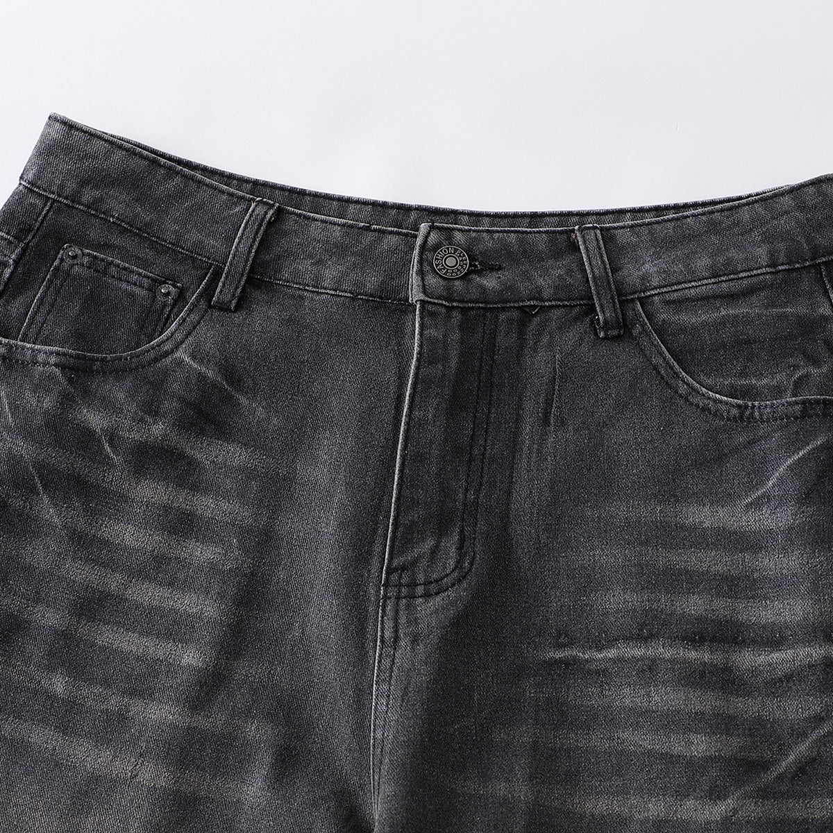 Vintage Whisker Wash Wide-Leg Jeans