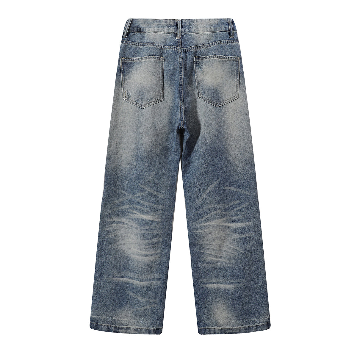 Faded Wash Vintage Relaxed Wide Leg Denim Jeans