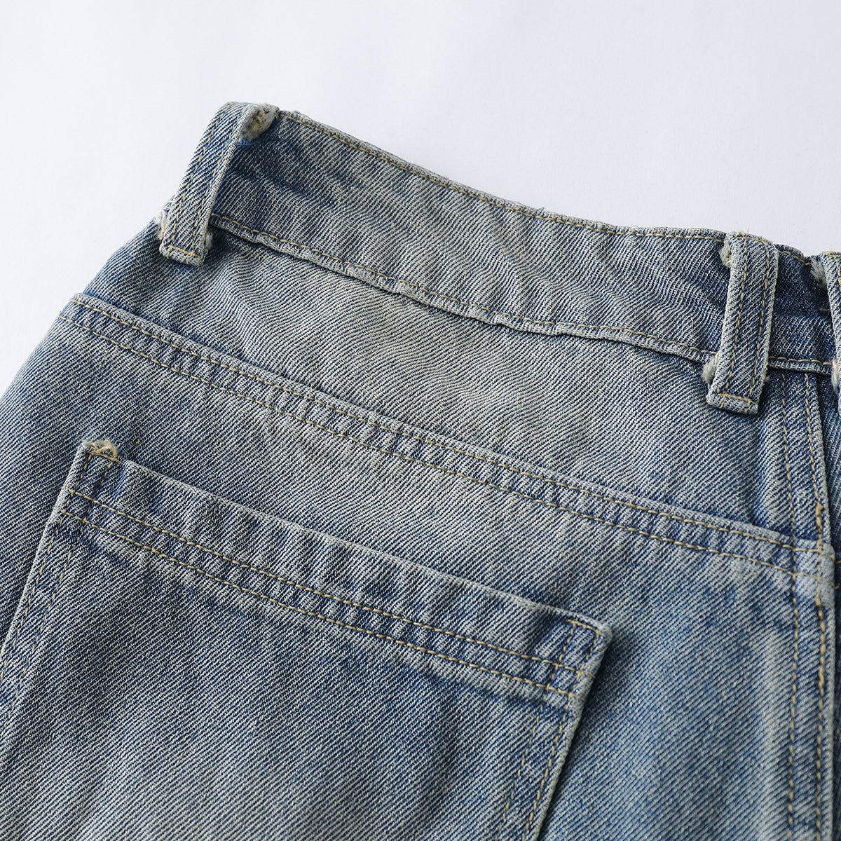 Vintage Wash Straight Leg Denim Bermuda Shorts
