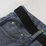 Built In Belt Mid Waist Denim Shorts