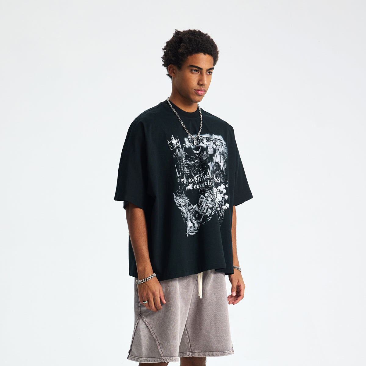 Seamless Print Oversized Boxy Cotton Tee