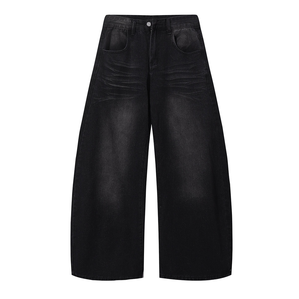 Black Washed Wide Leg Denim Jeans