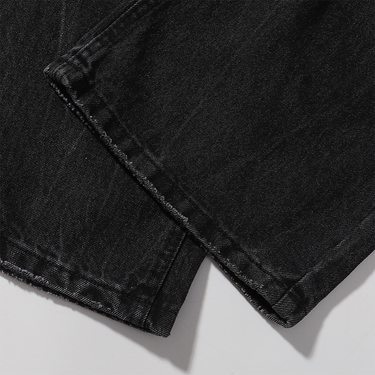 Black Acid Wash Distressed Wide Leg Denim Jeans