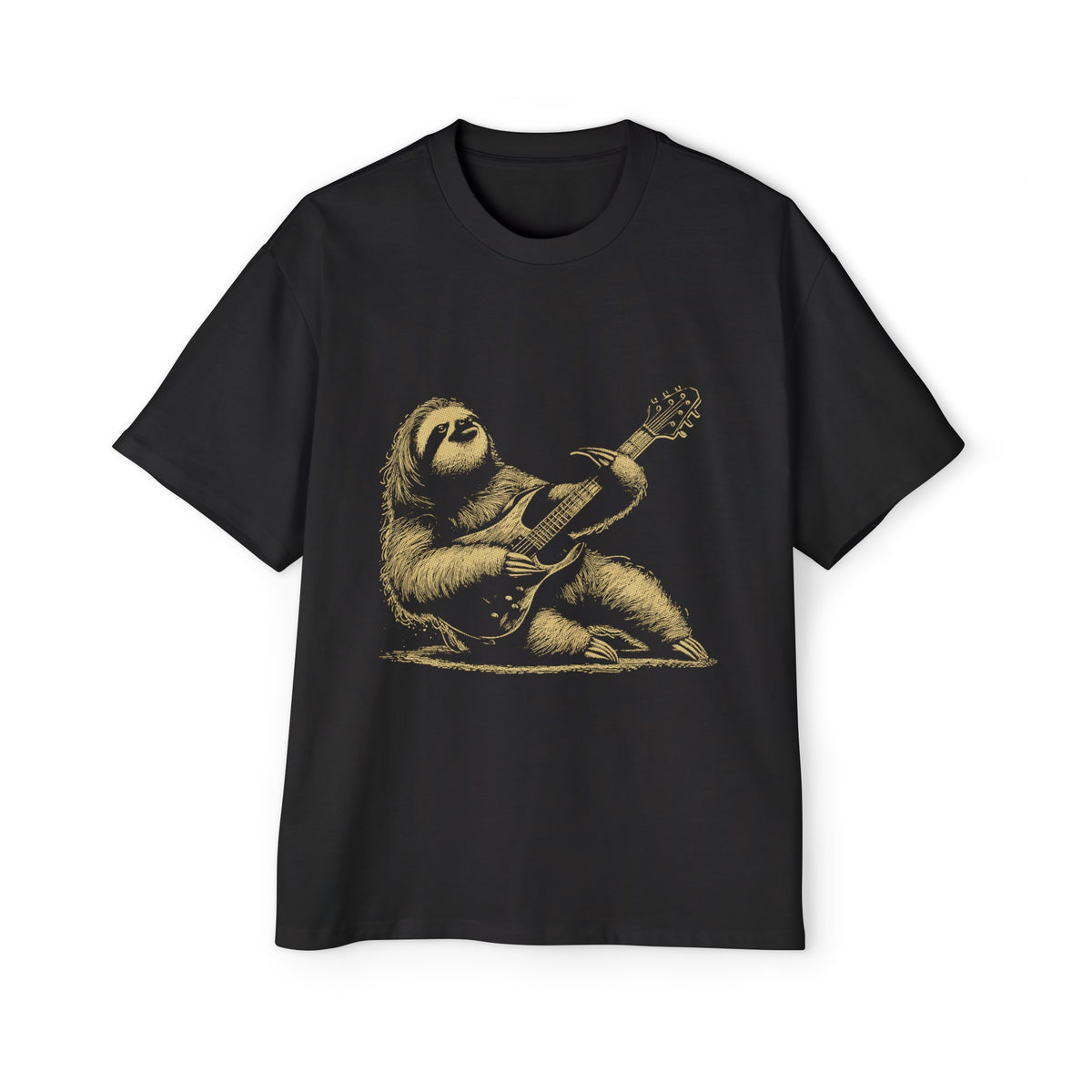 Sloth Playing Guitar Rock Graphic Tee-INNBLAC Fashion Apparel