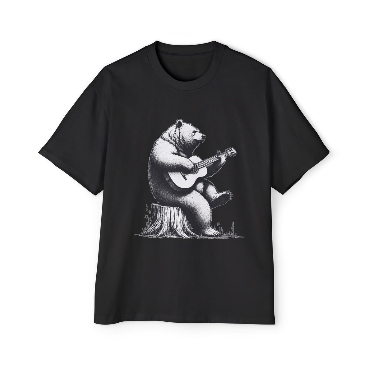 Bear Playing Guitar Graphic Tee-INNBLAC Fashion Apparel
