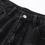 Ripped Patchwork Plaid Denim Bermuda Shorts