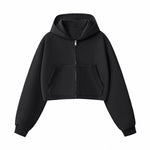 Women's Solid Zip-Front Cropped Hoodie