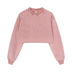 Distressed Raw Hem Crop Sweatshirt