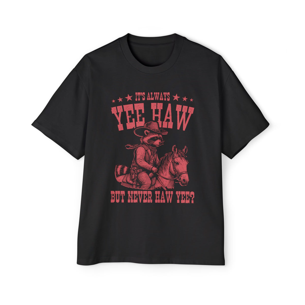Raccoon Cowboy Riding Horse Retro Graphic Tee-INNBLAC Fashion Apparel