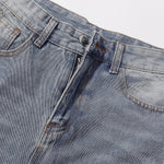 High-Waist Washed Denim Bermuda Shorts
