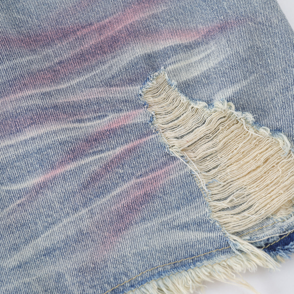 Tie-Dyed Raw Hem Ripped Bermuda Shorts