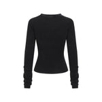 Crew-Neck Long Sleeve Ribbed Top