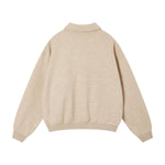 Quiet Luxury Melange Half-Placket Polo Sweatshirt